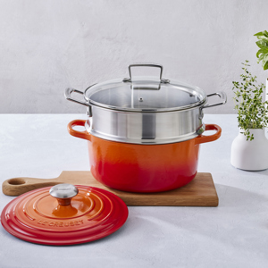 Le Creuset Classic 3-ply Stainless Steel Multi Steamer with Glass Lid 24cm